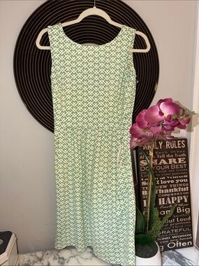 J. McLaughlin ~ Catalina Green Geometric Sleeveless A-Line Dress w/ Pockets Sz 0
